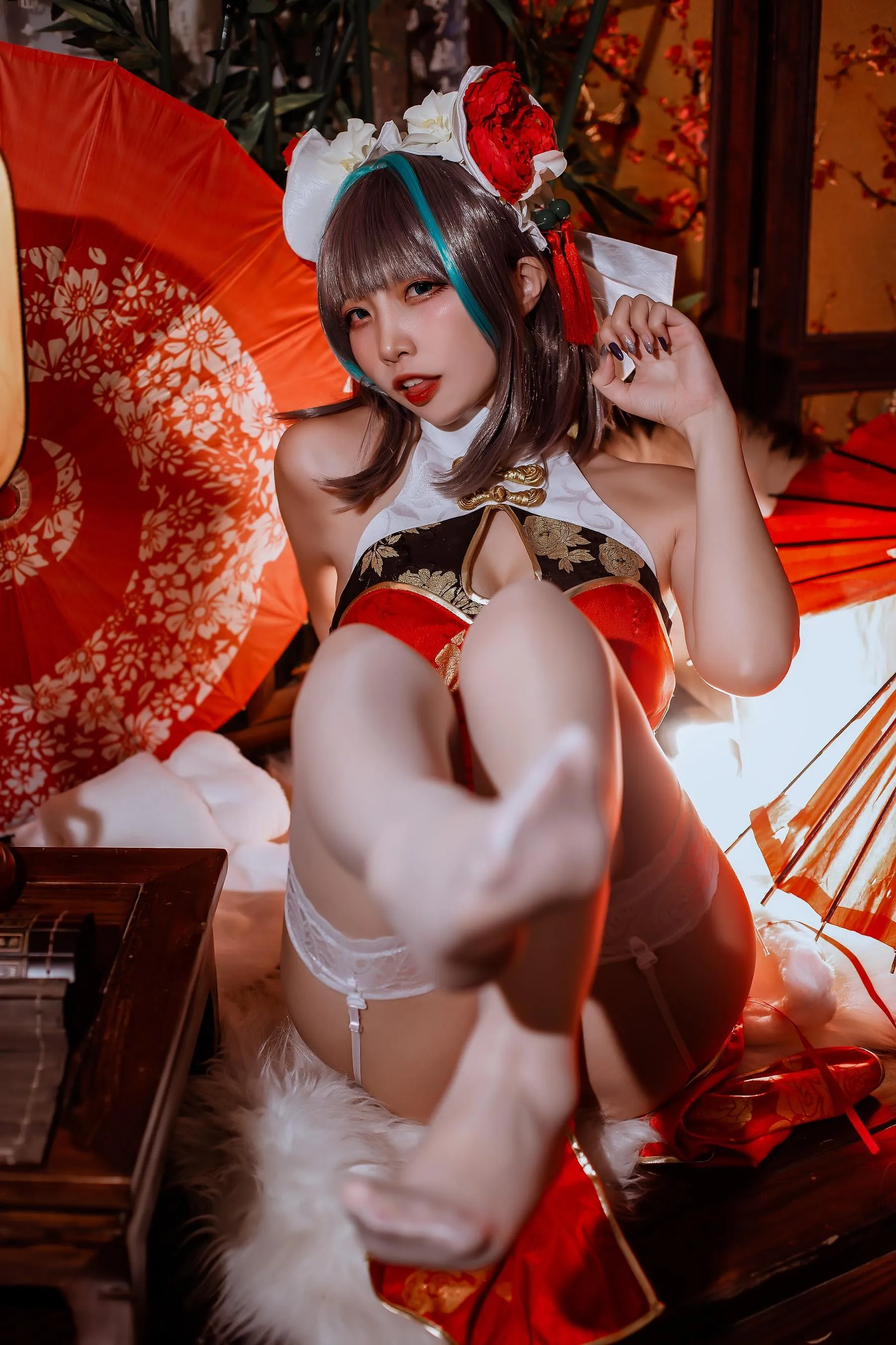 二佐Nisa – NO.151 碧蓝柴郡旗袍 [33P]插图